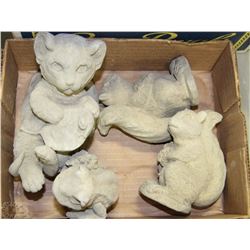 FLAT OF CEMENT OUTDOOR ANIMAL ORNAMENTS INCLU.
