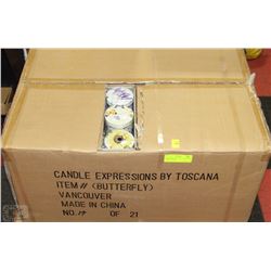 CASE OF 96 NEW CANDLE TINS WITH LIDS - ASSORTED