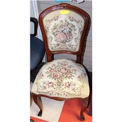 RED CHERRY WOOD NEEDLE POINT CHAIR