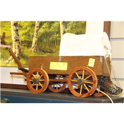 FRONTIER WOOD HAND CRAFTED COVERED WAGON LAMP