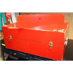 WOOD CHEST 30"X22"X12.5"H WITH HANDLES & LATCHES