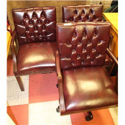 1 SWIVEL BASE OFFICE ARM CHAIR AND 2 SIDE CHAIRS