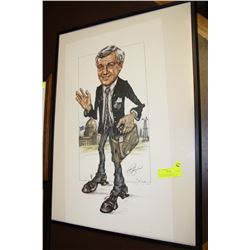 PETER LOUGHEED SIGNED CARICATURE FRAMED PICTURE