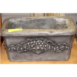 HEAVY CEMENT GREY PLANTER 15" L X 9" W X 7.5" D