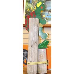 HANDCRAFTED TURTLE FISHING SITTING ON LOGS