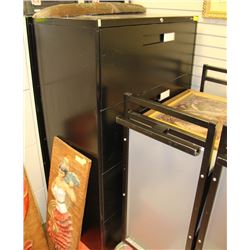 BLACK 4 DRAWER LATERAL FILE CABINET W/ KEY.