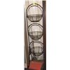 Image 1 : 3 TIERED BLACK METAL HANGING BASKETS ON STAND 51"H