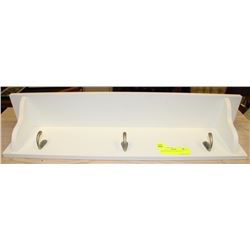 WHITE SHELF/COAT RACK 23"L