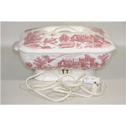 ELECTRIC PORCELAIN VEGETABLE WARMING TRAY W COVER