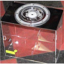 DISPLAY CASE WITH LOCK AND KEY ON LAZY SUSAN