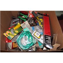 ESTATE BOX OF TOOLS AND HARDWARE MANY NEW