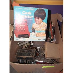 BOX WITH VINTAGE MISC ITEMS