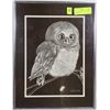 Image 1 : OWL DRAWING FRAMED + MATTED BY CHAPLAN