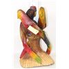 Image 1 : WOODEN CARVED 3 PARROT DISPLAY