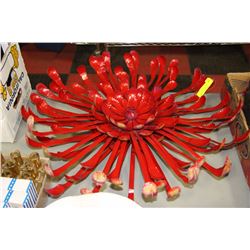 2 RED FLORAL METAL WALL DISPLAYS EACH 2 '  WIDE