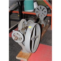 VINTAGE HAND CRANK WALL MOUNT DRILL PRESS