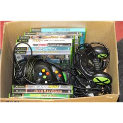 XBOX CONSOLE  WITH GAMES AND CONTROLLERS