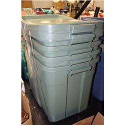 BUNDLE OF 4 RUBBERMAID 68.1 LITRE TOTES W/ LIDS