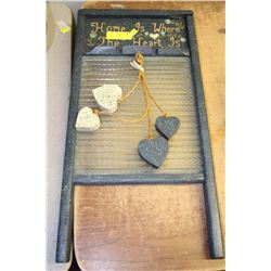 VINTAGE WASHBOARD "HOME IS WHERE THE HEART IS"