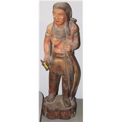 WOOD CARVED NATIVE ORNAMENT 18"H