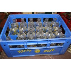 VINTAGE POP CRATE WITH 23 HAPPY POP GLASS BOTTLES