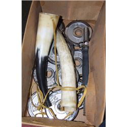 ESTATE DUMBELL SET WITH 2 ORNAMENTAL BULL HORNS