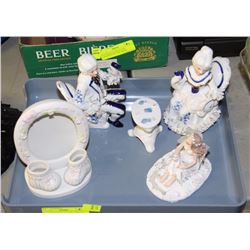 FLAT OF PORCELAIN ORNAMENTS