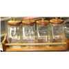 Image 1 : ITEM#3527 OAK 4 CANISTER SET WITH RACK