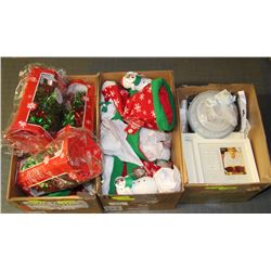 3 BOXES OF HALLMARK ORNAMENTS, PICTURE FRAMES ETC