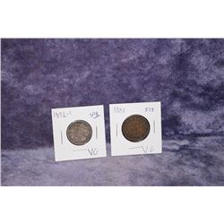 1872H & 1888 Large Pennies