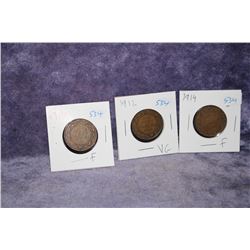 1912, 1913, 1914 Large Pennies (F)