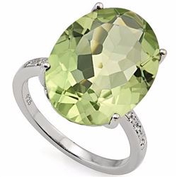 Natural Green Tea Amethyst & Diamond Ring