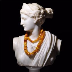 Antique Egg Yolk Butterscotch Natural Amber Necklace