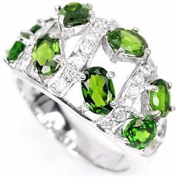 Natural Green Chrome Diopside Ring