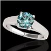 Image 1 : Genuine 1.0 CTW Certified Fancy Blue Genuine Diamond Bridal Solitaire Ring Gold - 35530-REF#88X8A