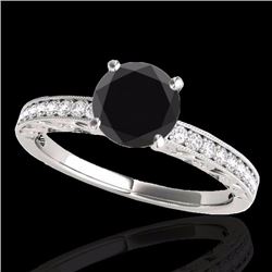 Genuine 1.18 CTW Certified Black Genuine Diamond Solitaire Antique Ring Gold - 34606-REF#45A7N