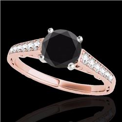 Genuine 1.35 CTW Certified Black Genuine Diamond Solitaire Bridal Ring Gold - 34911-REF#48R7Z