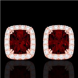 Natural 2.50 CTW Garnet & Micro Pave Diamond Certified Halo Earrings 10K Gold - 22864-REF#31G2W