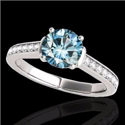 Genuine 1.50 CTW Certified Fancy Blue Genuine Diamond Solitaire Bridal Ring Gold - 34930-REF#114G3W