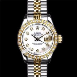 Rolex Ladies 2Tone 14K Gold/ Stainless Steel, Diamond Dial & Diamond Bezel, Saph Crystal - REF#321T8