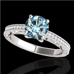 Genuine 1.25 CTW Certified Fancy Blue Genuine Diamond Solitaire Antique Ring Gold - 34743-REF#105A7N