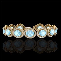 Natural 17 CTW Aquamarine & Micro Pave Diamond Certified Bracelet 10K Gold - 22682-REF#255X3A