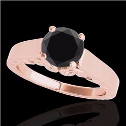 Genuine 1.25 CTW Certified Black Genuine Diamond Solitaire Bridal Ring Gold - 35150-REF#46H2R