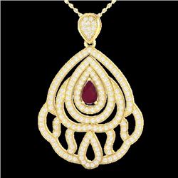 Natural 2.0 CTW Ruby & Micro Pave Diamond Designer Necklace In 18K Gold - 21270-REF#123F5M