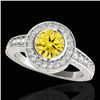 Image 1 : Genuine 2.0 CTW Certified Fancy Intense Genuine Diamond Solitaire Halo Ring Gold - 33907-REF#181H3R