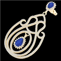 Natural 6.40 CTW Sapphire & Micro Pave Diamond Certified Earrings 14K Gold - 22430-REF#243K4T