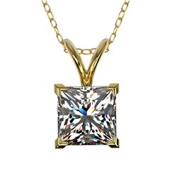 Genuine 1.0 CTW Certified Quality Princess Genuine Diamond Solitaire Necklace Gold - 33197-REF#245F4
