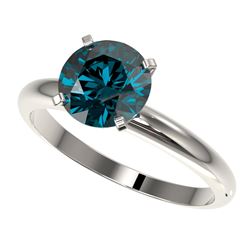 Genuine 2.0 CTW Certified Intense Blue Genuine Diamond Solitaire Engagement Ring Gold - 32938-REF#31