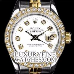Rolex Ladies 2Tone 14K Gold/ Stainless Steel, Diamond Dial & Diamond Bezel, Saph Crystal - REF#321A8