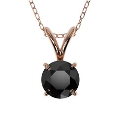Natural 0.50 CTW Fancy Black Genuine Diamond Bridal Solitaire Necklace Gold - 33157-REF#18X3A